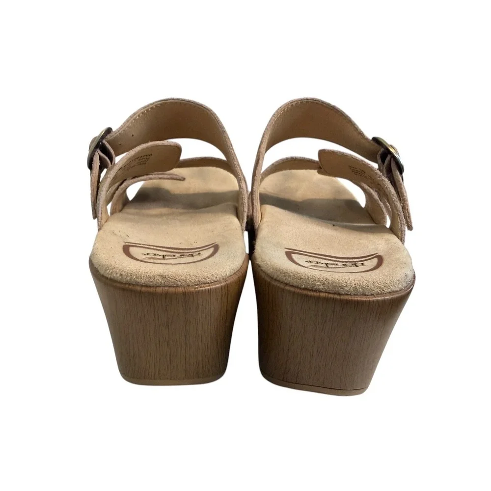 Dansko Sophie Gold Metallic Floral Leather Wedge Slide Sandals Women 39 EU 8.5-9